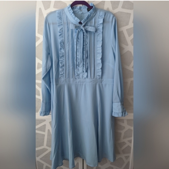 Eloquii Dresses & Skirts - Eloquii Cottagecore aoft Blue Midi Ruffle Dress Plus Size 20